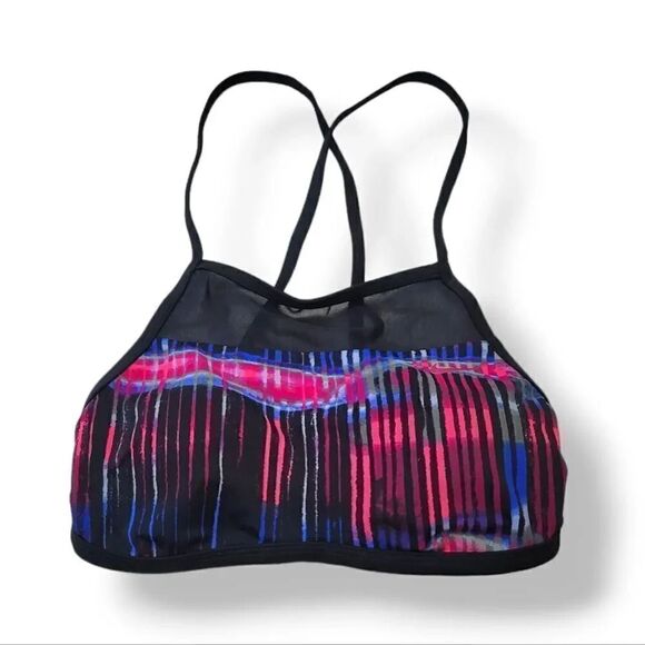 Nike Electrify Sport High-Neck Bikini Swim Top in Fuschia Stripe Size Small - Picture 11 of 12